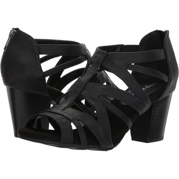 Easy Street Womens Amaze Comfortable Back Zipper Sandals Black Size 8W NIB - Picture 1 of 8